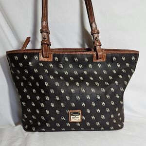Dooney & Bourke Black Tote with Brown Leather Trim